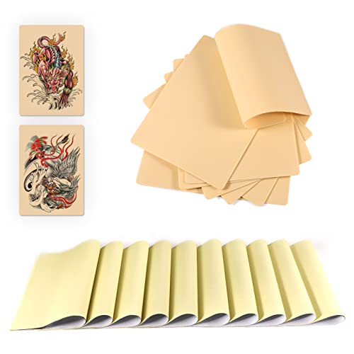 40PCS Tattoo Practice Skin with Transfer Paper, Finemie Tattoo Fake Skin Including 1.6mm Thick Double Sides 20PCS Tattoo Skin and 20PCS Transfer Stencil Paper for Beginners and Tattoo Artists