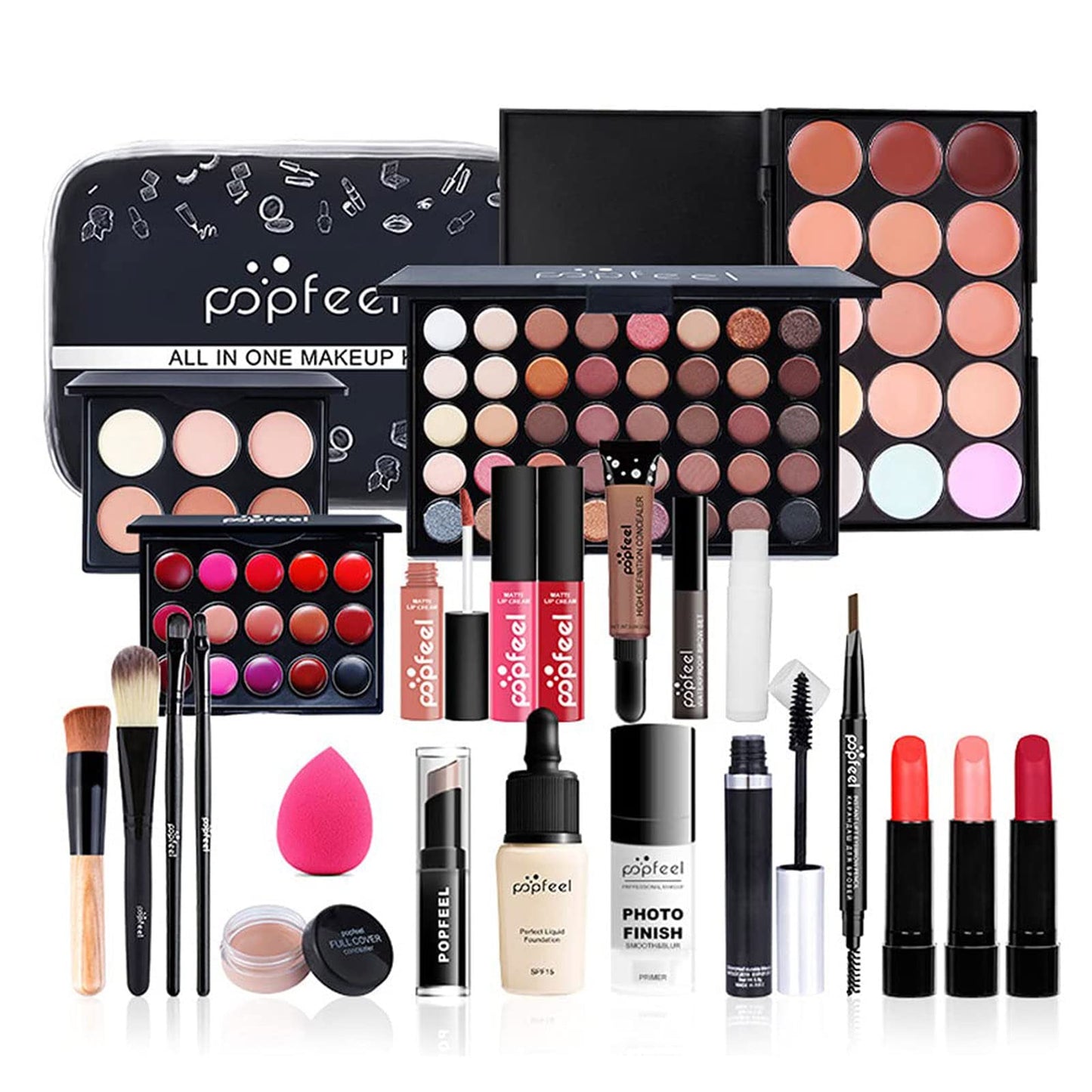 All in One Makeup Kit Makeup Kit for Women Full Kit Multipurpose Makeup Kit-Makeup Brush Set,Eyeshadow Palette,Lip Gloss Set, Makeup Bag,Eyebrow Pencil,Mascara and Face Makeup
