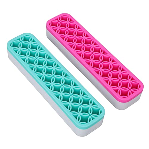 ZJchao Brush Drying Rack, 2pcs Silicone Make up Brush Holder Makeup Brush Holder Multi Holes Washable Detachable Brushes Storage Stand for Pen Eyeliner Practical Cosmetic Tools Container for Home