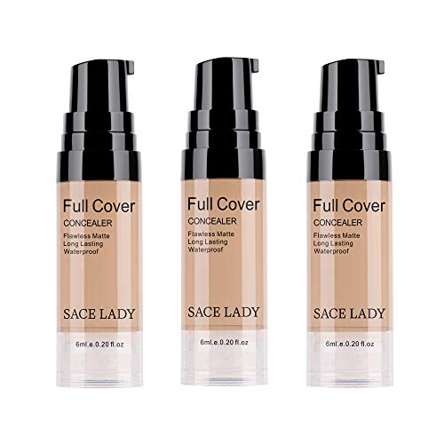 3 Pack Pro Full Cover Liquid Concealer, Waterproof Smooth Matte Flawless Finish Creamy Concealer Foundation for Eye Dark Circles Spot Face Concealer Makeup, Warm Natural, 3×6ml/0.20Fl Oz