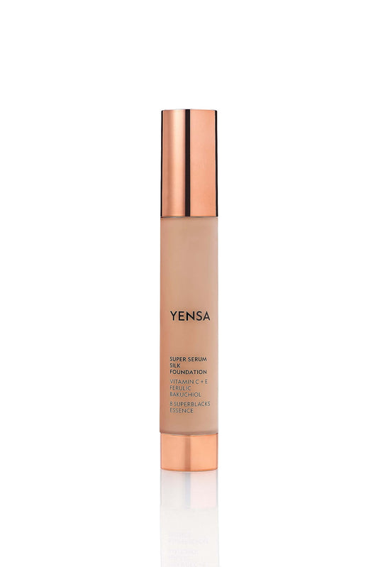 YENSA Super Silk Foundation - Full Coverage, Age-defying complex of Vitamin C, E, Ferulic, and Bakuchiol Oil (Tan 2) 1.0 fl oz