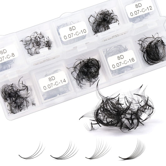 1000 Pcs Premade Fans Eyelash Extensions 3D - 8D 8-15mm Mixed 10 Length Premade Lash Fans Promade Fans Thin Base Pre Made Fans Lash Extensions Loose Fans Promades Eyelash Fans (8D 0.07 C 8-15 Mix)