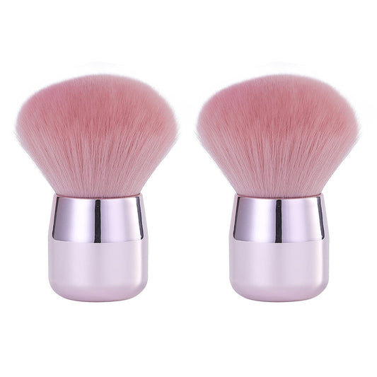 VEAVA 2 Pcs Pink Nail Dust Brush Soft Nail Art Dip Powder Brush Remover Nails Brush Cleaner Brushes Kabuki Brush for Acrylic Nails Gel and Makeup Powder Blush Brushes