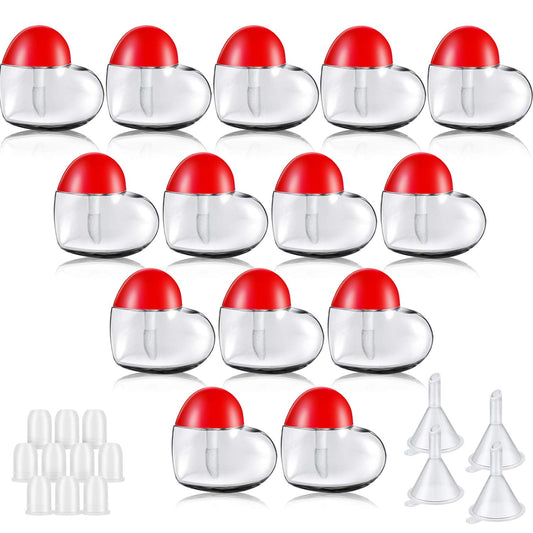 30 Pieces Valentine Heart Lip Gloss Tube Lip Gloss Containers Empty Funny Mini Plastic Lip Gloss Tube Container with 4 Pieces Plastic Funnels Valentine's Day Gifts for Women Girls DIY Cosmetics, 5 ml